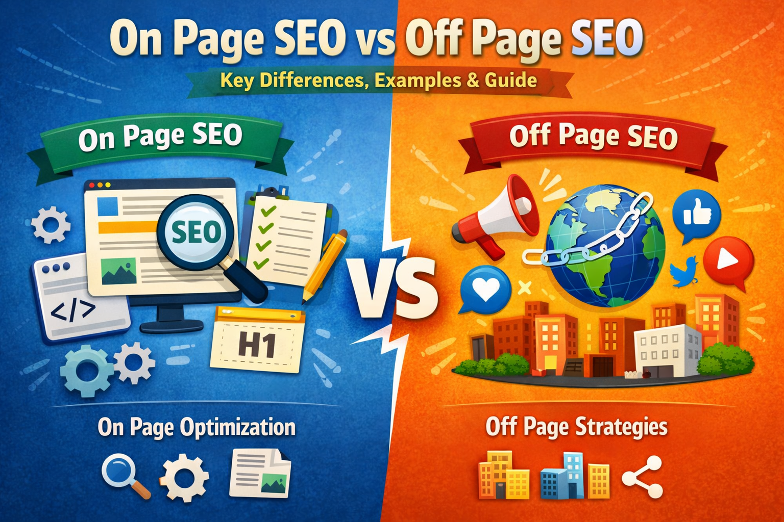On Page SEO and Off Page SEO: Key Differences, Examples & Guide